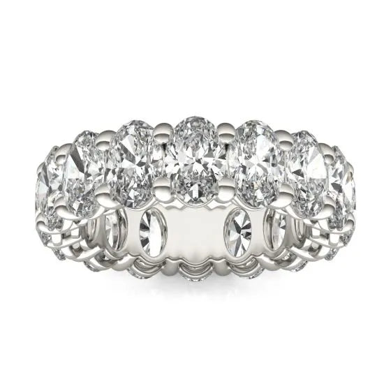 VossAgin - 5 5/8 CTW Oval Lab Grown Diamond Couture Classic Eternity Ring 14K White Gold (G-VS) - 8.5