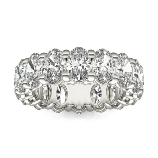 VossAgin - 5 5/8 CTW Oval Lab Grown Diamond Couture Classic Eternity Ring 14K White Gold (G-VS) - 8.5
