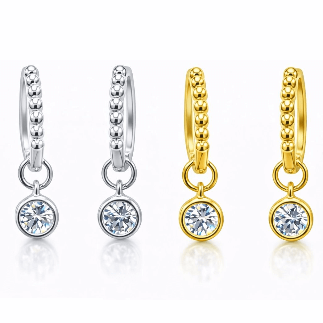 Créoles perlées en moissanite VossAgin