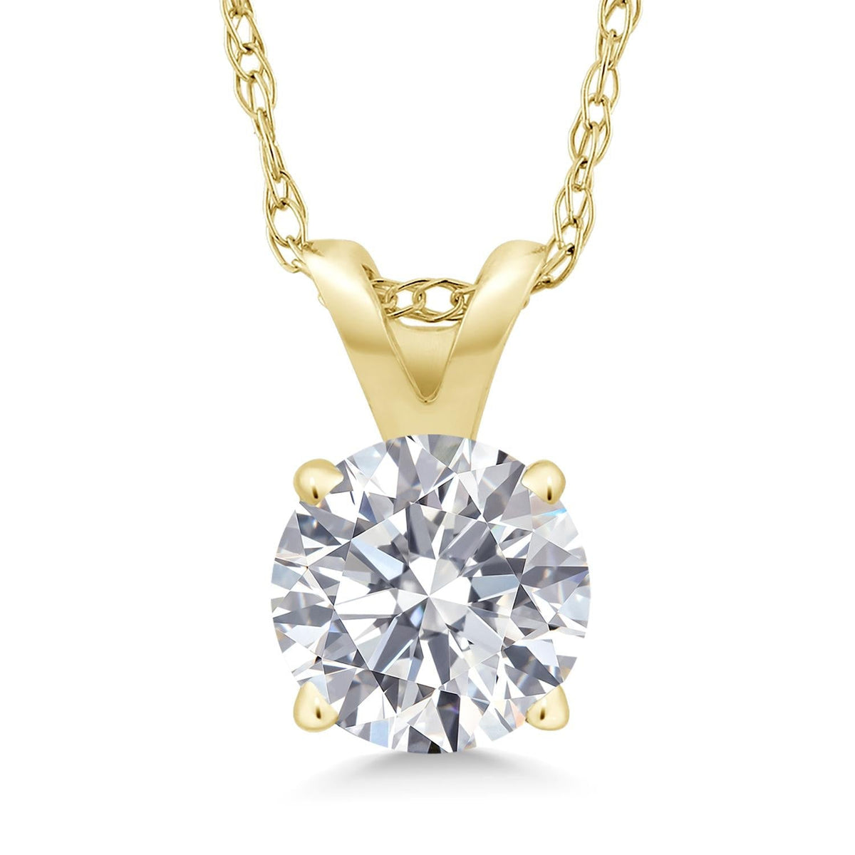 VossAgin - 1.50 Ctw Round Lab Grown Diamond Pendant Necklace in 14K Gold – F Color VS Clarity | AGI Certified - Yellow Gold