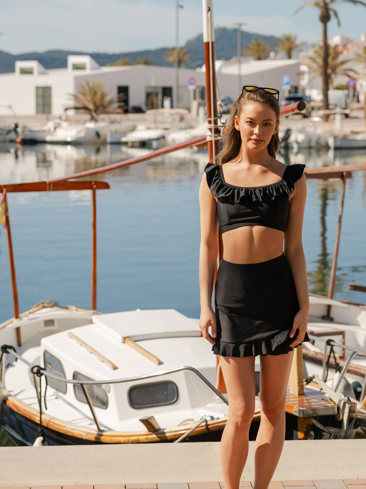 Top de traje de baño tipo bralette con volantes de Lime Ricki