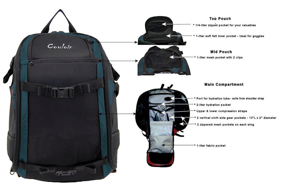Light Hiking Gear Glide 27 or 32 Liter Ski Pack