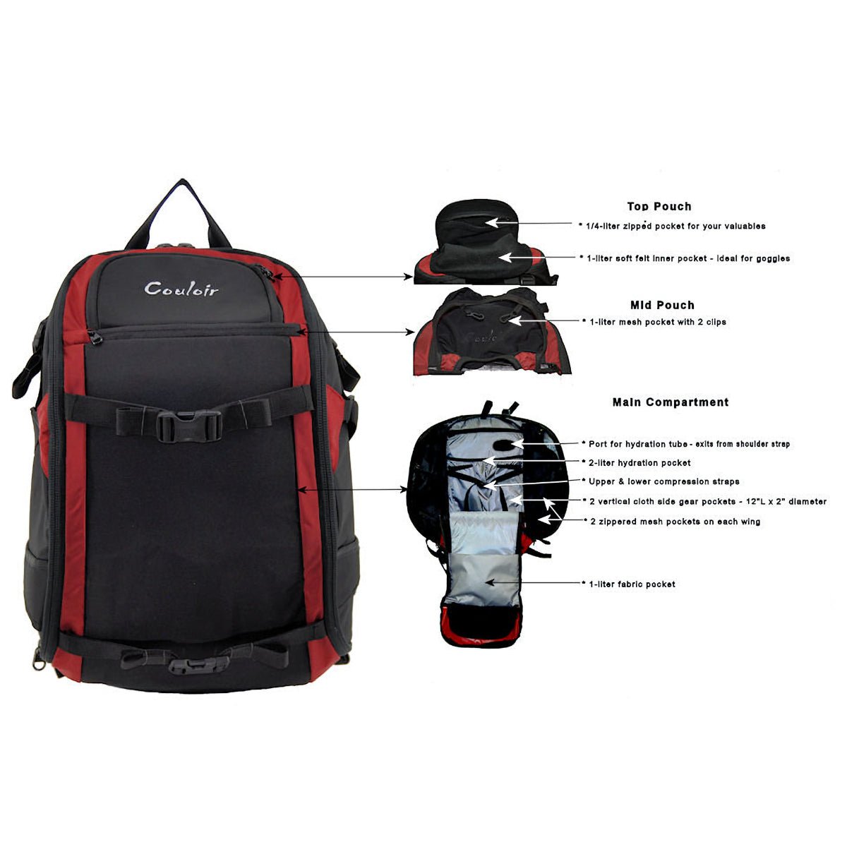 Light Hiking Gear Glide 27 or 32 Liter Ski Pack