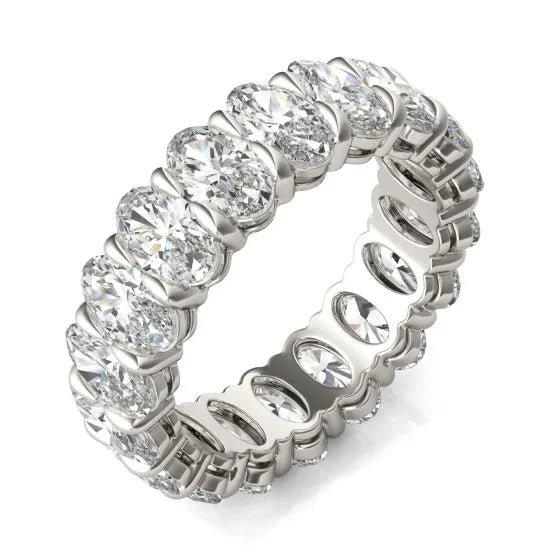 VossAgin - 4 CTW Oval Lab Grown Diamond Couture Classic Eternity Ring 14K White Gold (G-VS) - 8.5