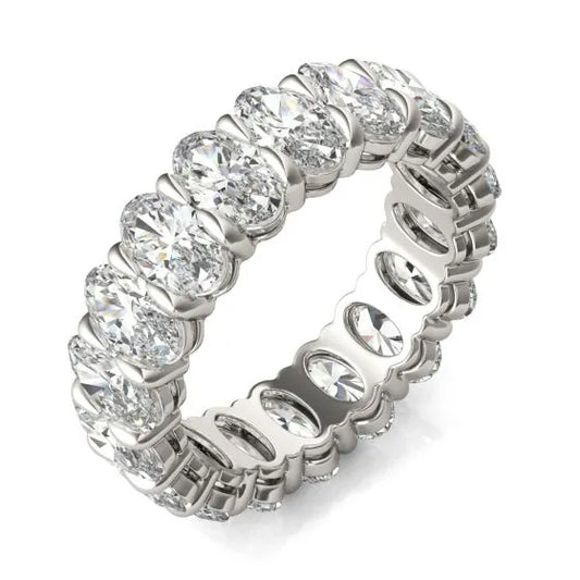 VossAgin - 4 CTW Oval Lab Grown Diamond Couture Classic Eternity Ring 14K White Gold (G-VS) - 8.5