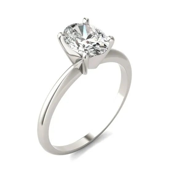 VossAgin - 1 1/2 CTW Oval Lab Grown Diamond Solitaire Engagement Ring 14K White Gold - 8.5