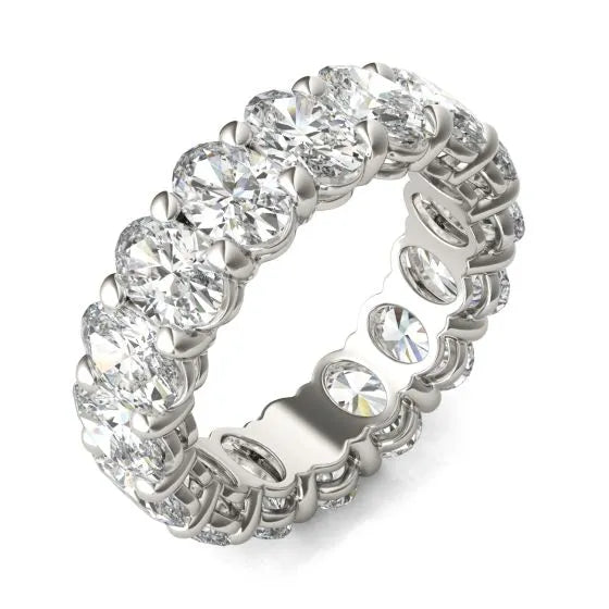 VossAgin - 5 5/8 CTW Oval Lab Grown Diamond Couture Classic Eternity Ring 14K White Gold (G-VS) - 8.5