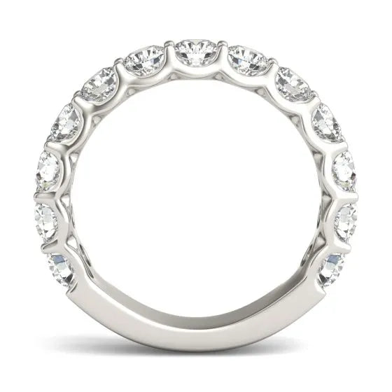 VossAgin - 2 1/15 CTW Lab Grown Round Cut Diamond Half Eternity Ring in 14K White Gold - G-VS - 8.5