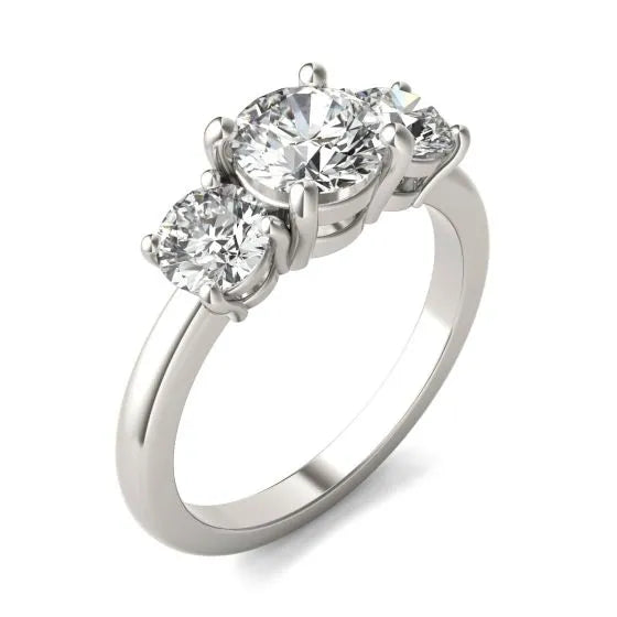 VossAgin - AGI Certified 2 CTW Classic Three-Stone Round Lab Grown Diamond (G-VS) Engagement Ring in 14K White Gold - 8.5