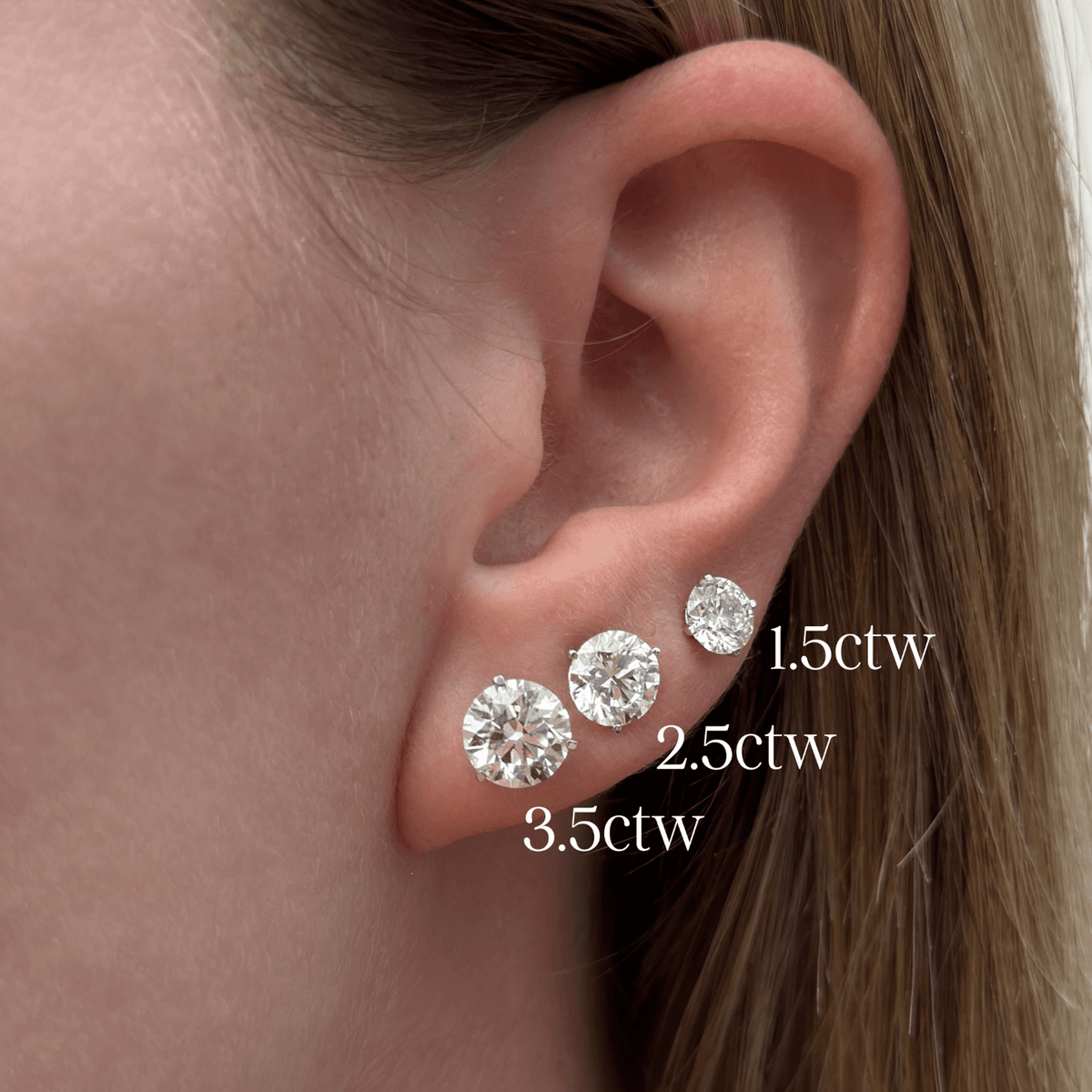 Boucles d'oreilles puces diamant rond VossAgin