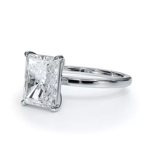 VossAgin - AGI Certified 2 CTW Lab-Grown Emerald Cut Diamond Solitaire Engagement Ring in 14K White Gold – G-VS Clarity - 8.5
