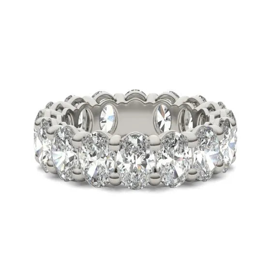 VossAgin - 5 5/8 CTW Oval Lab Grown Diamond Couture Classic Eternity Ring 14K White Gold (G-VS) - 8.5