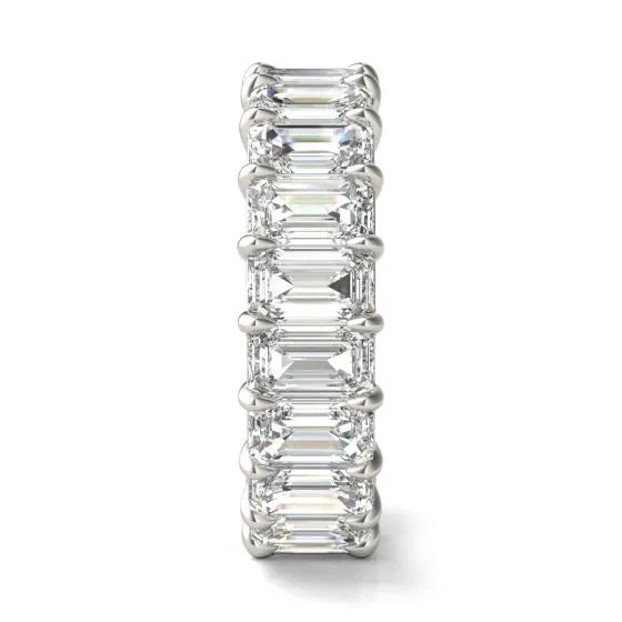 VossAgin - 6 1/4 CTW Emerald Lab Grown Diamond Couture Classic Eternity Ring 14K White Gold (G-VS) - 8.5