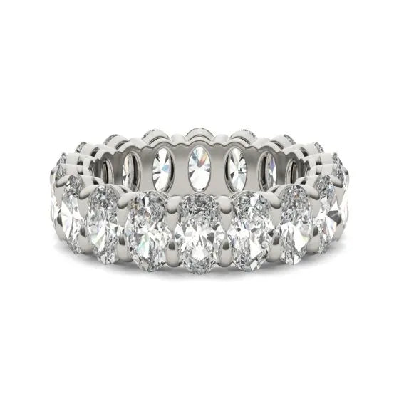 VossAgin - 4 CTW Oval Lab Grown Diamond Couture Classic Eternity Ring 14K White Gold (G-VS) - 8.5