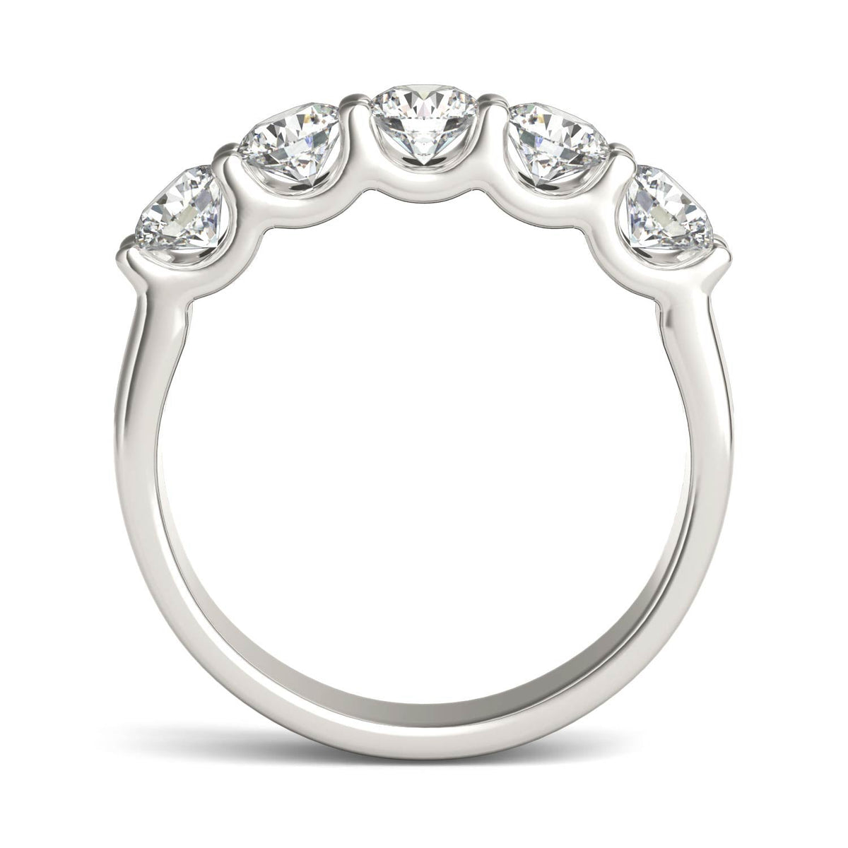 VossAgin - AGI Certified 1 1/4 CTW Round Lab Grown Diamond (G/VS) Five Stone Anniversary Band in 14K White Gold - 8.5