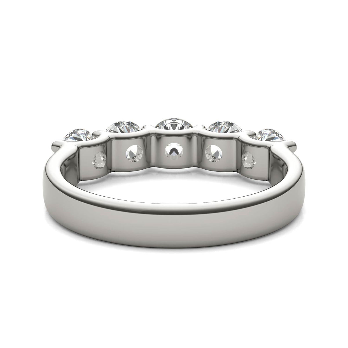 VossAgin - AGI Certified 1 1/4 CTW Round Lab Grown Diamond (G/VS) Five Stone Anniversary Band in 14K White Gold - 8.5