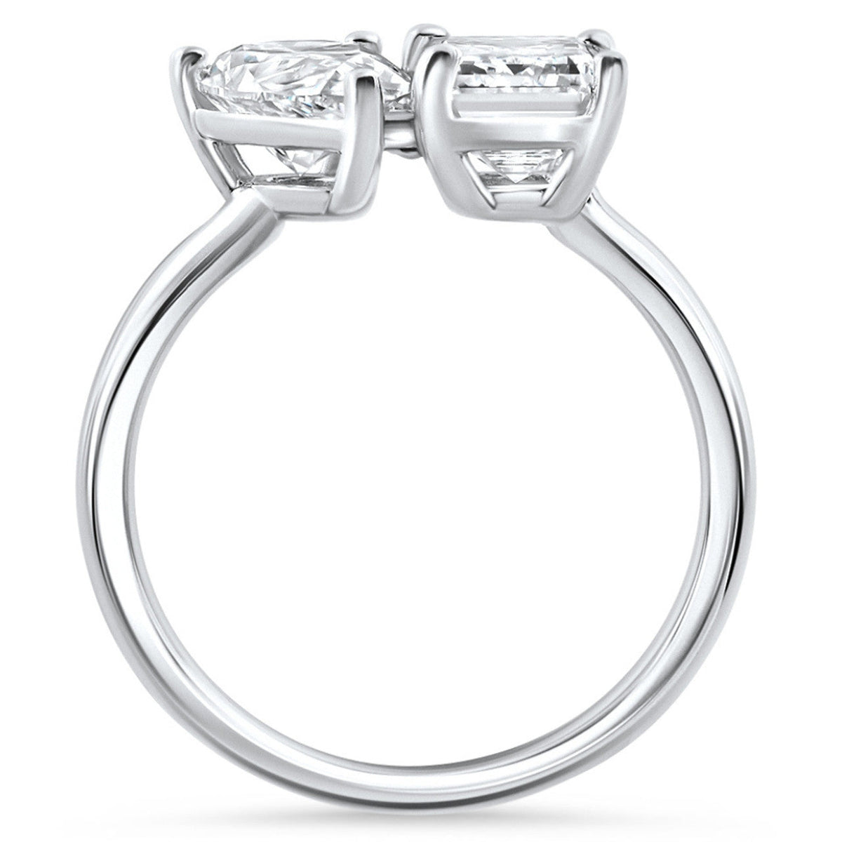 VossAgin - AGI Certified 3.50 CTW Toi Et Moi Lab Grown Diamond Ring in Pear & Emerald Cut 14K White Gold - 8.5