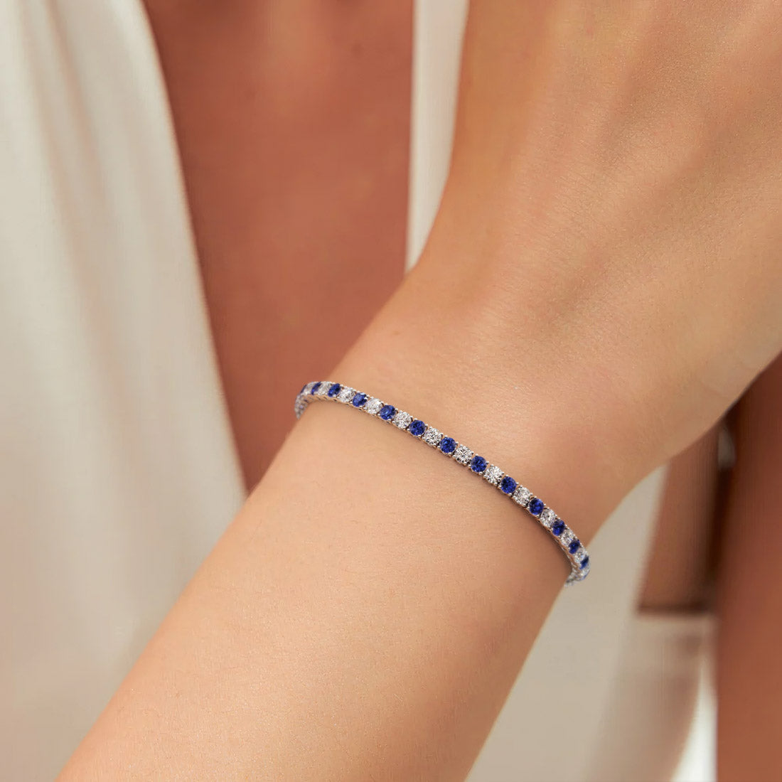 Pulsera de tenis de zafiro y diamante VossAgin