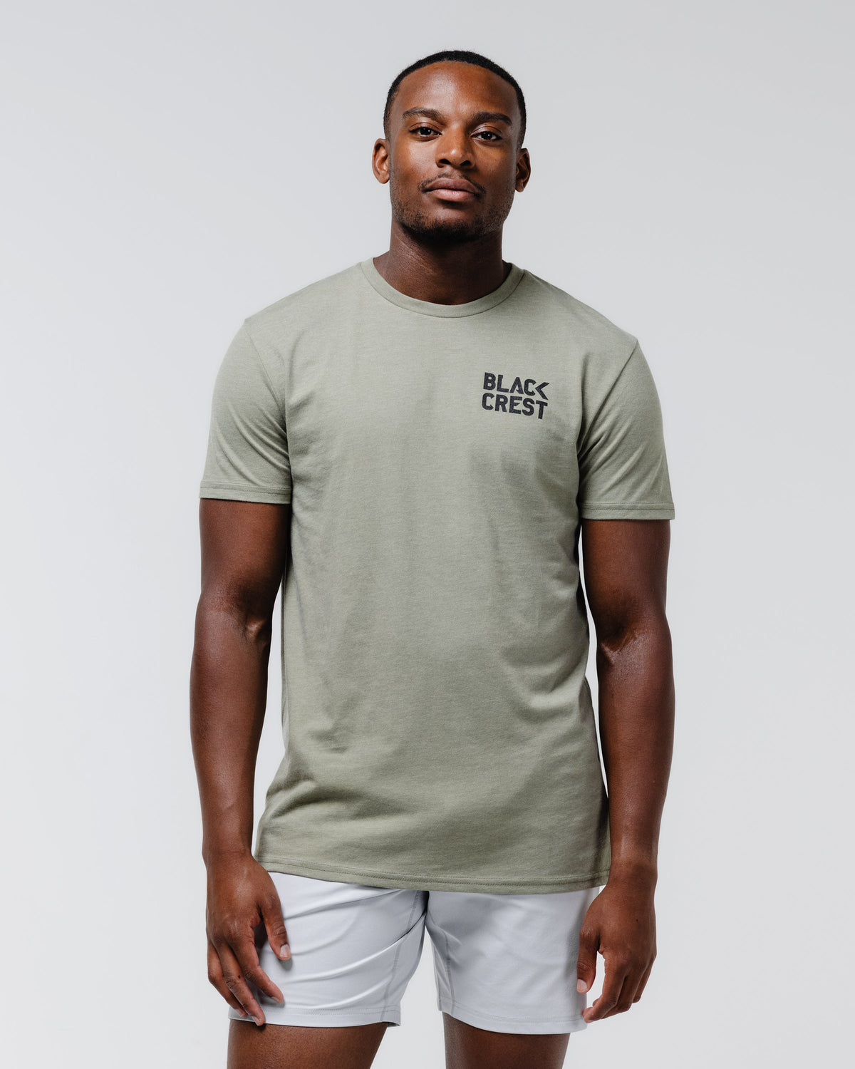 Black Crest Logo Grafik-T-Shirt in Heather Olivgrün