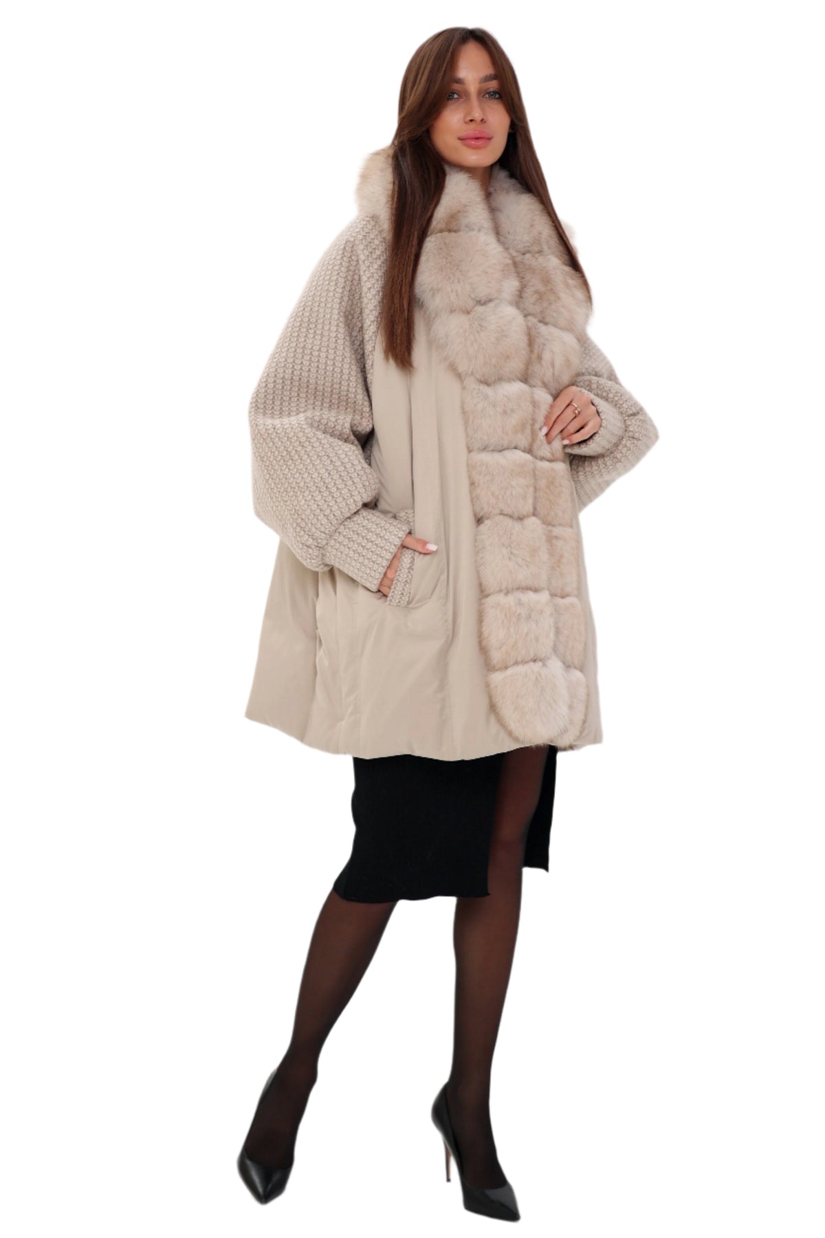 Alaska® Outerwear Company Damen Polar-Fuchs Bouclé-Daunenmantel
