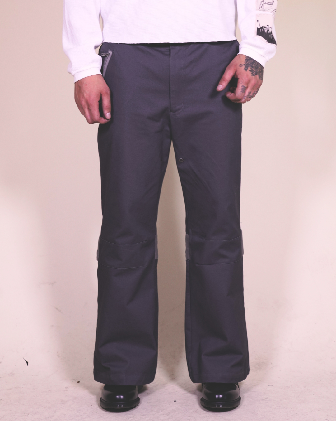Puppet Theater Flared Bondage Work Trouser