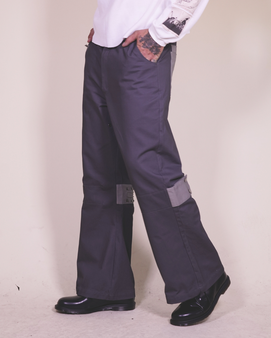 Puppet Theater Flared Bondage Work Trouser