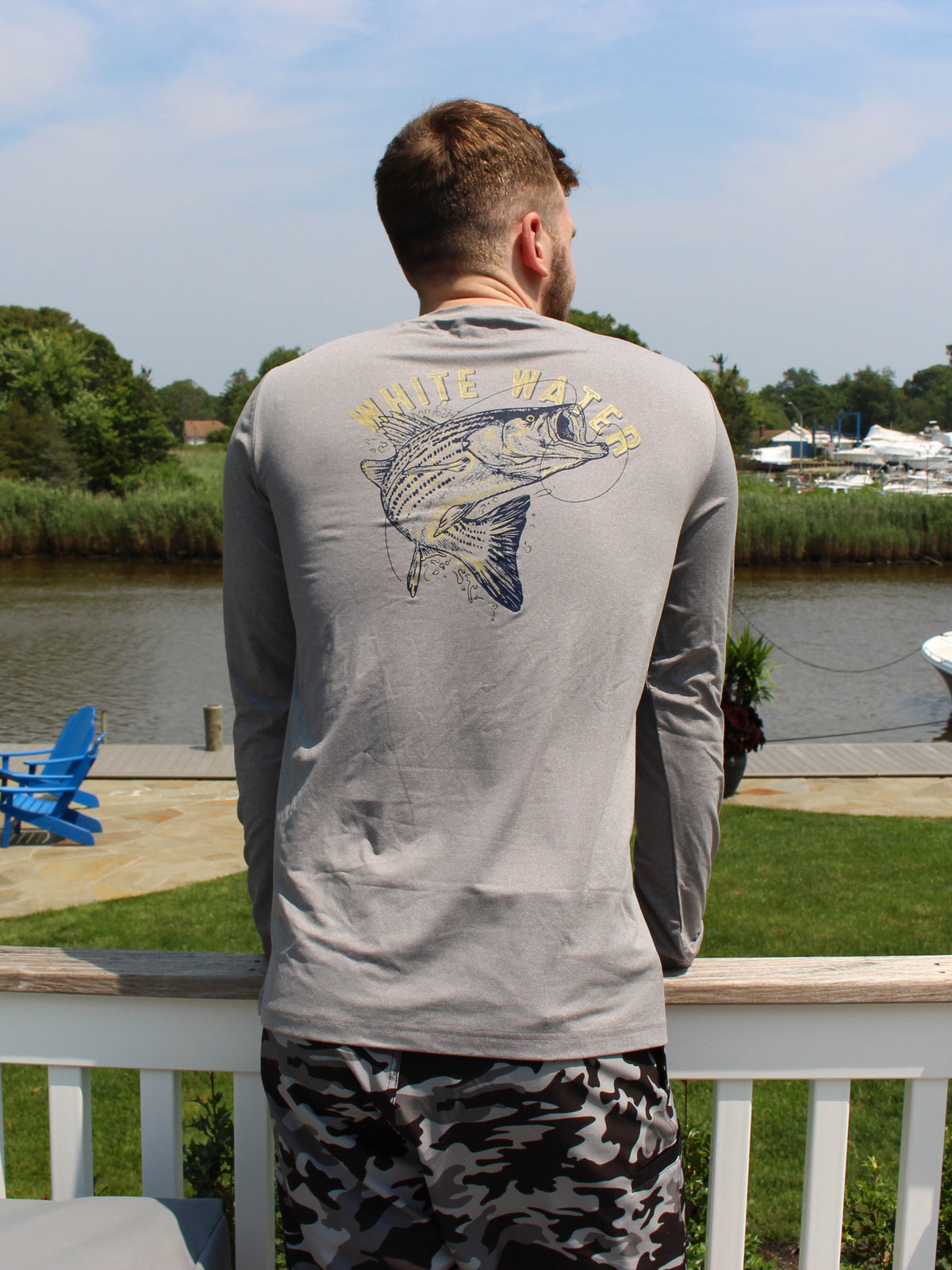 White Water Life Bass Graphic Performance-T-Shirt