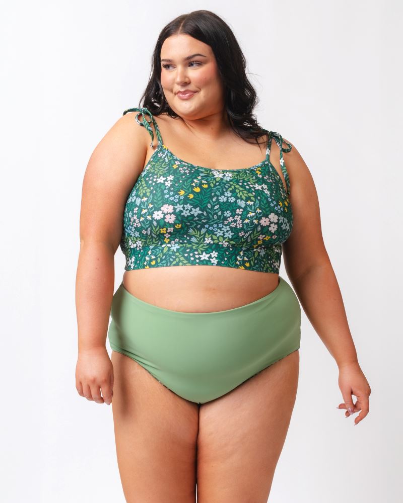 Lime Ricki Cottage Floral Crop-Top