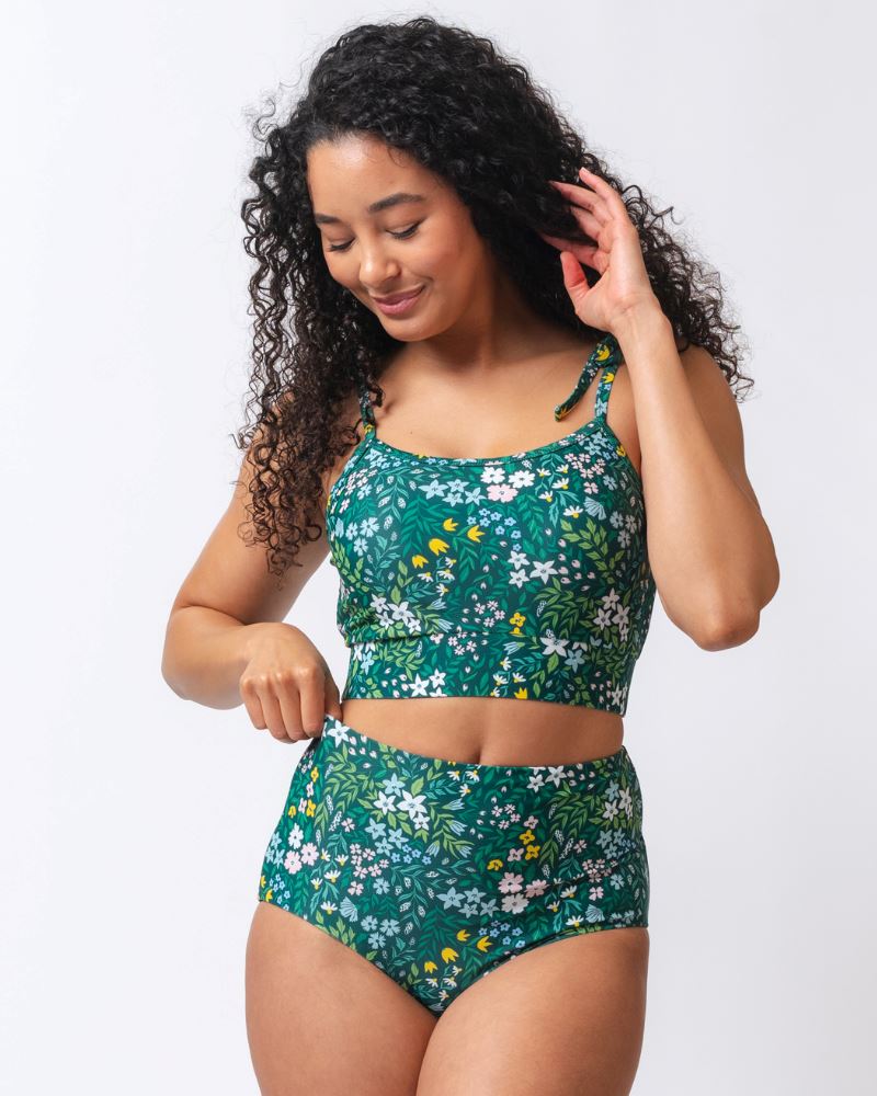 Lime Ricki Cottage Floral Crop-Top