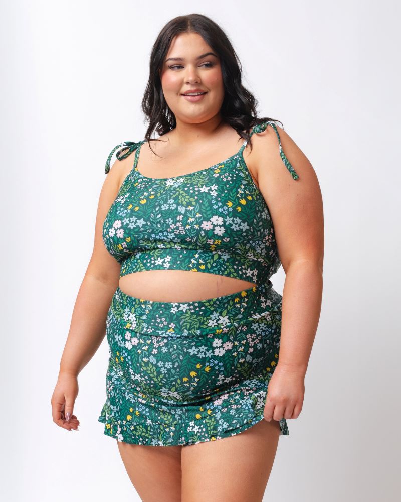 Lime Ricki Cottage Floral Crop-Top