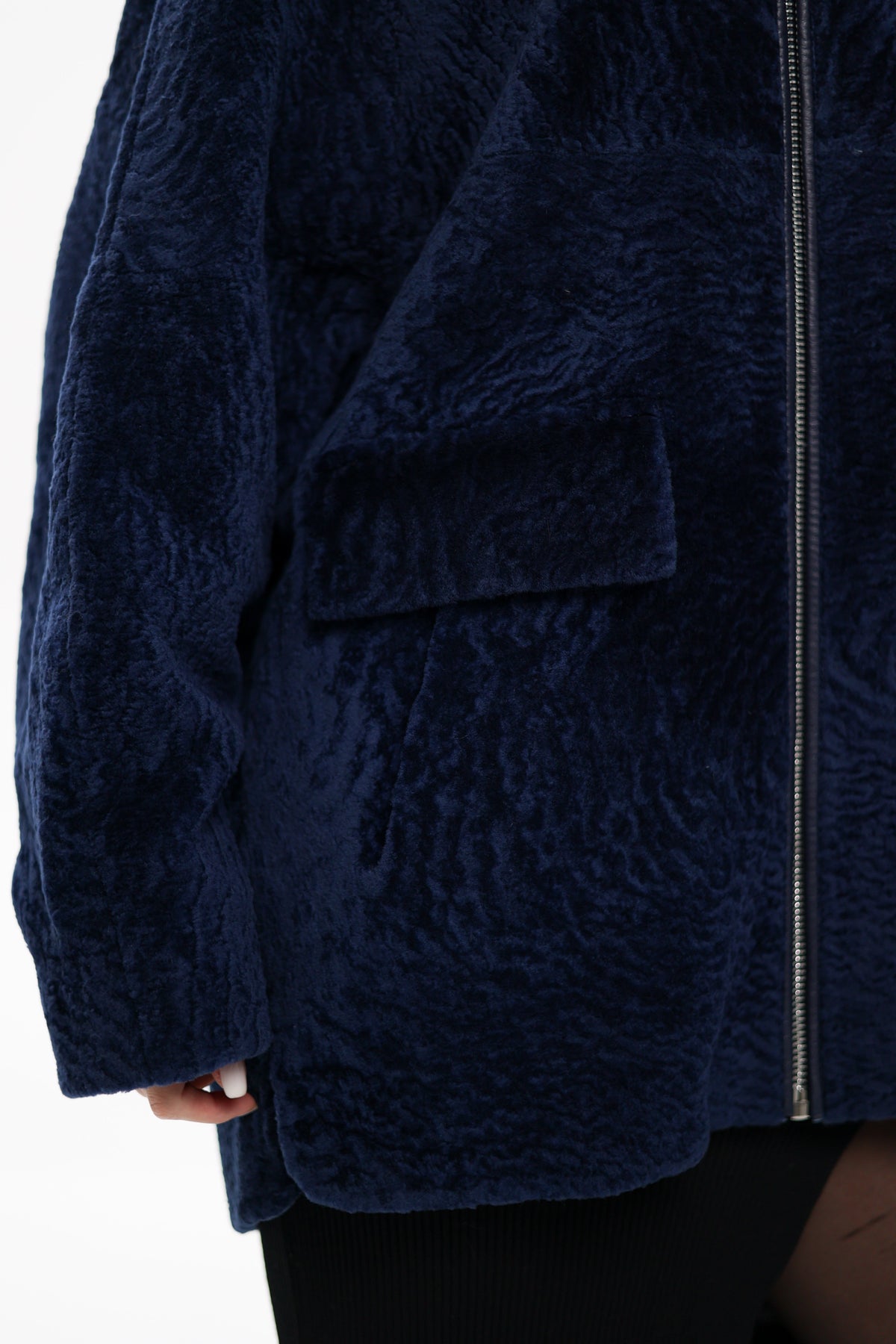 Alaska Outerwear Company Women's Shearling Silver Fox Trim Jacket