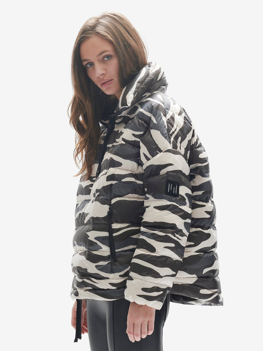 Chaqueta Holden Outerwear de Plumón con Medio Cierre y Estampado de Cebra