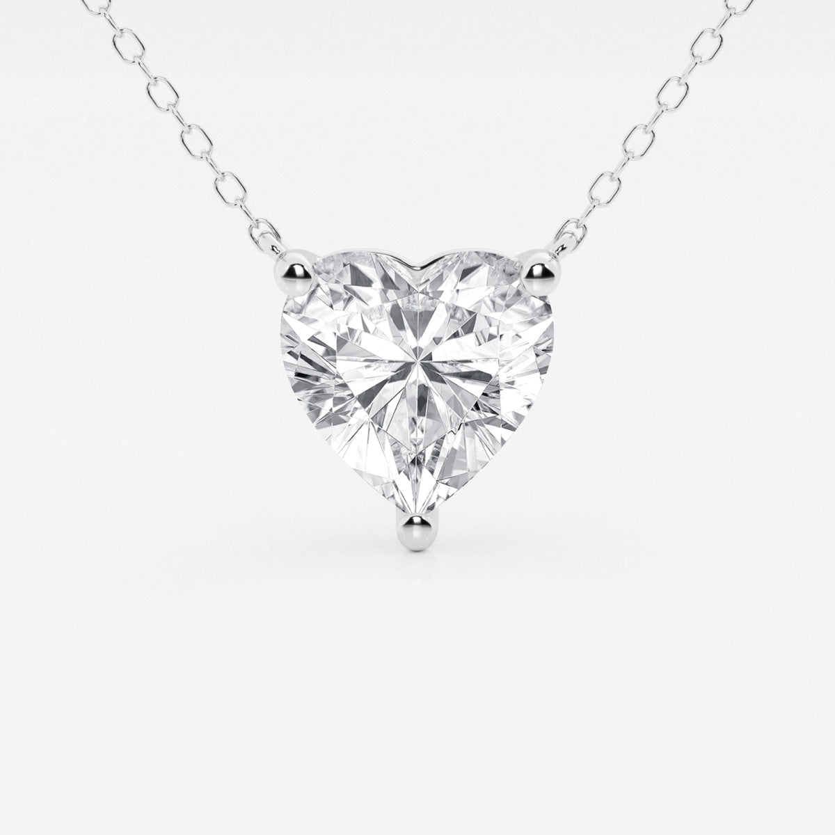 VossAgin - 3.00 CTW Floating Heart Shape Lab Grown Diamond Solitaire Pendant Necklace F/G VS1 AGI Certified in 14K White or Yellow Gold - White Gold