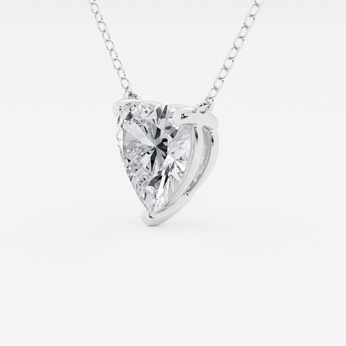 VossAgin - 3.00 CTW Floating Heart Shape Lab Grown Diamond Solitaire Pendant Necklace F/G VS1 AGI Certified in 14K White or Yellow Gold - White Gold
