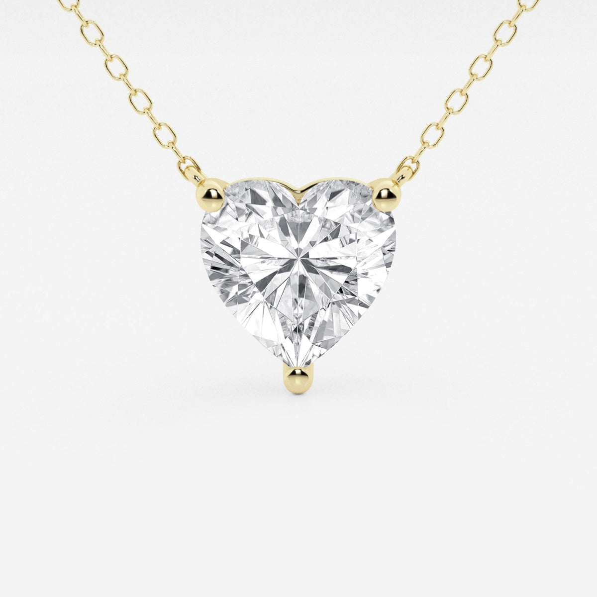 VossAgin - 3.00 CTW Floating Heart Shape Lab Grown Diamond Solitaire Pendant Necklace F/G VS1 AGI Certified in 14K White or Yellow Gold - Yellow Gold
