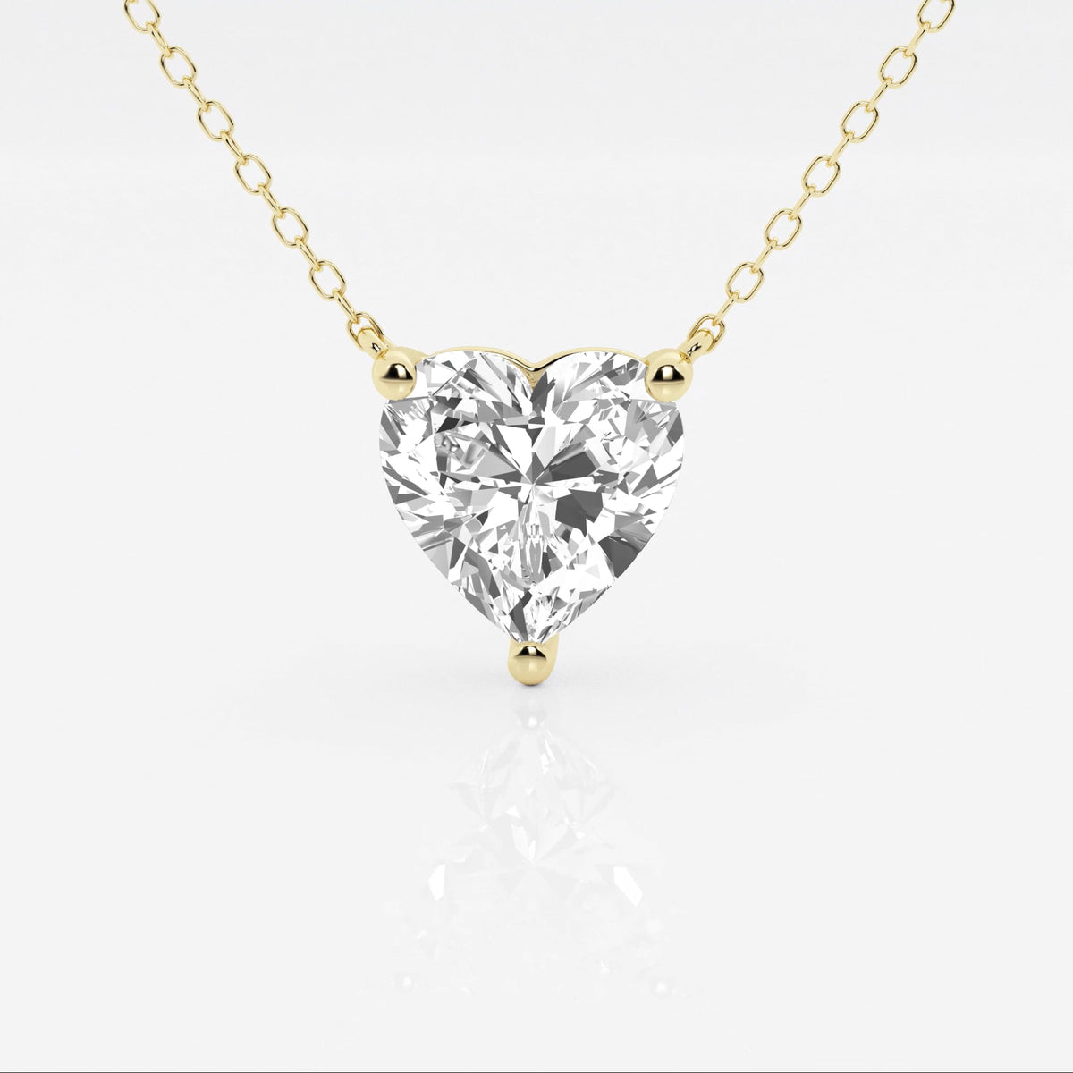 VossAgin - 3.00 CTW Floating Heart Shape Lab Grown Diamond Solitaire Pendant Necklace F/G VS1 AGI Certified in 14K White or Yellow Gold - Yellow Gold