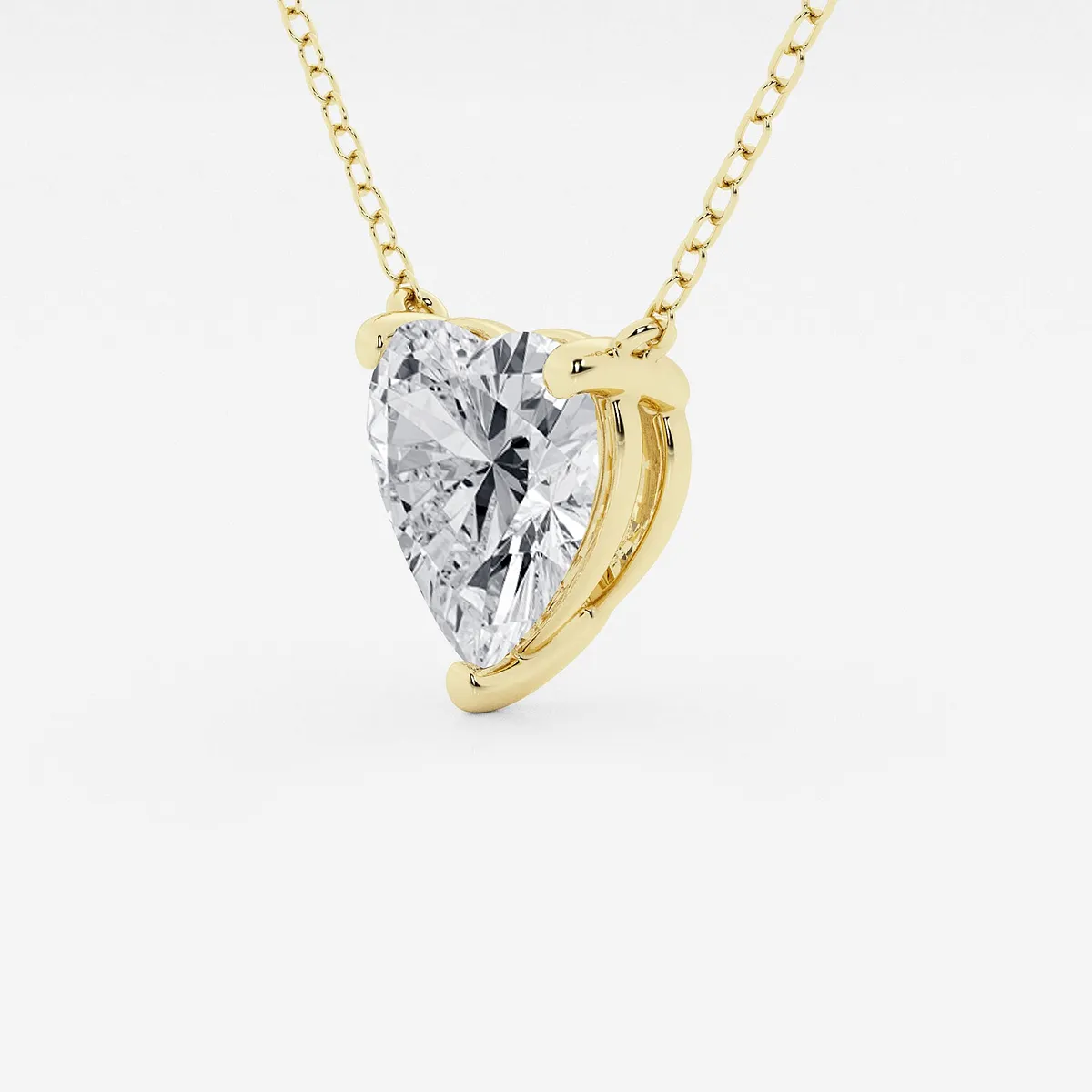 VossAgin - 3.00 CTW Floating Heart Shape Lab Grown Diamond Solitaire Pendant Necklace F/G VS1 AGI Certified in 14K White or Yellow Gold - Yellow Gold