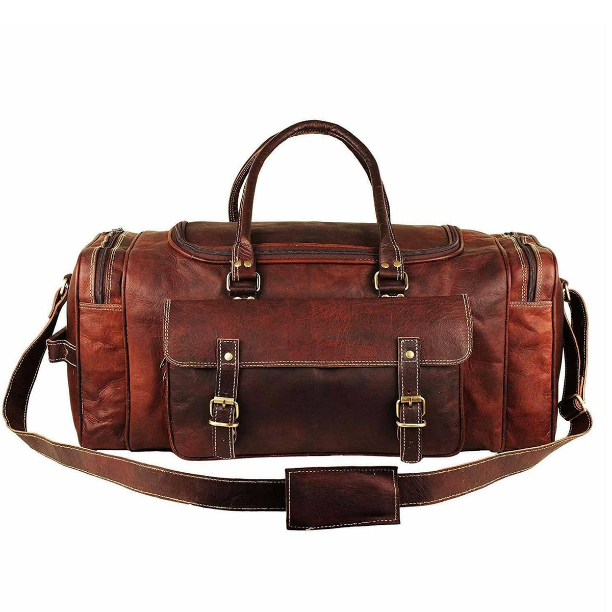 Maleta de viaje tipo weekender de cuero elegante