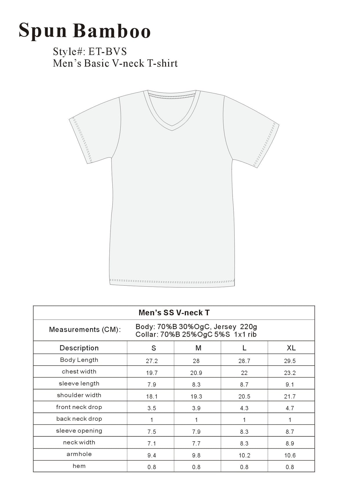 Playera con cuello en V de bambú