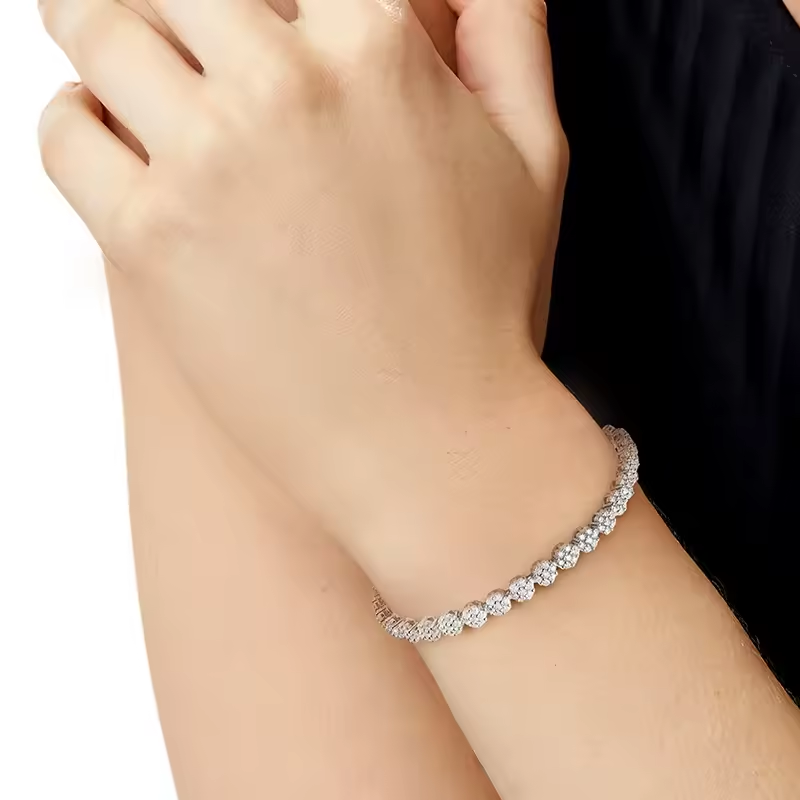 Bracelet tennis fleur brillante en moissanite VossAgin
