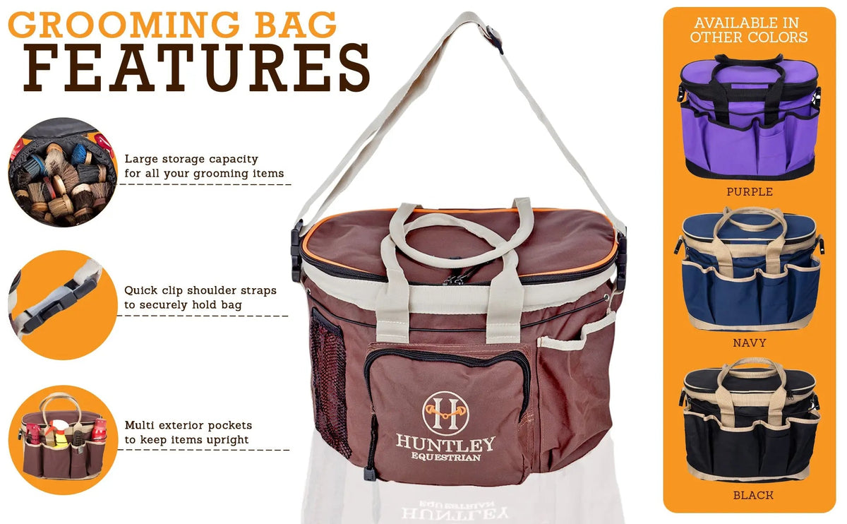 Huntley Equestrian - Huntley Equestrian Deluxe Grooming Bag, Brown - Brown