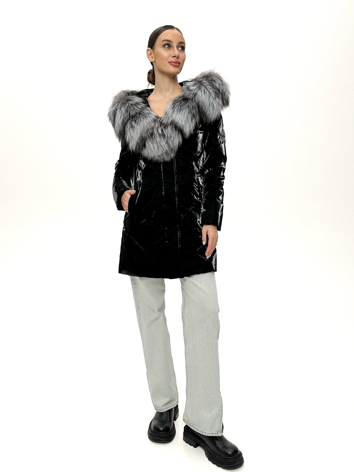 Alaska Outerwear Company Women's Silver Fox Fur Down Coat
