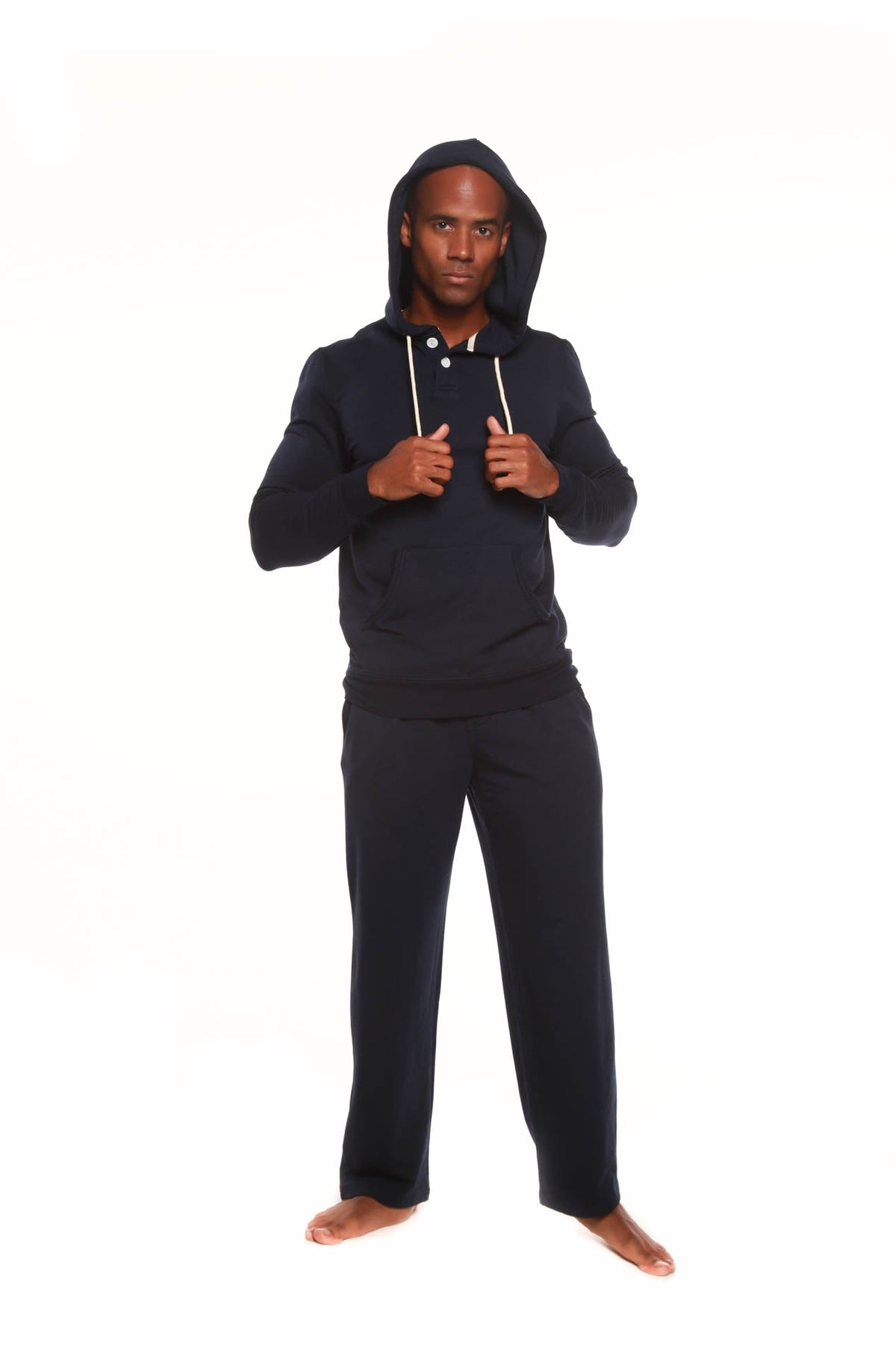 Conjunto de sudadera Henley y pantalón de descanso de bambú