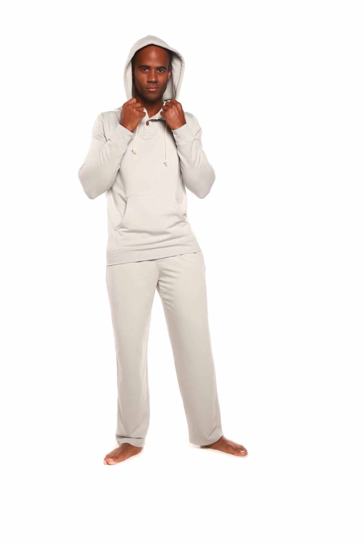 Conjunto de sudadera Henley y pantalón de descanso de bambú