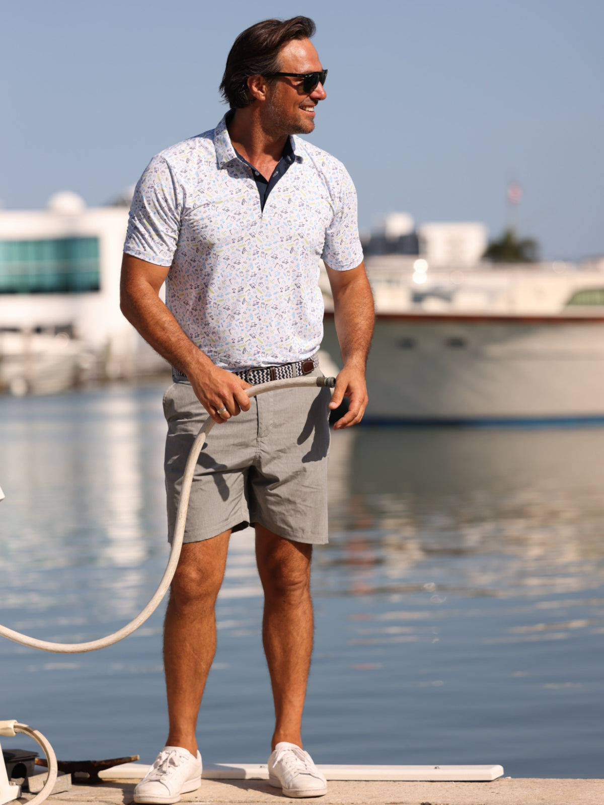 White Water Life Links Print Performance Polo