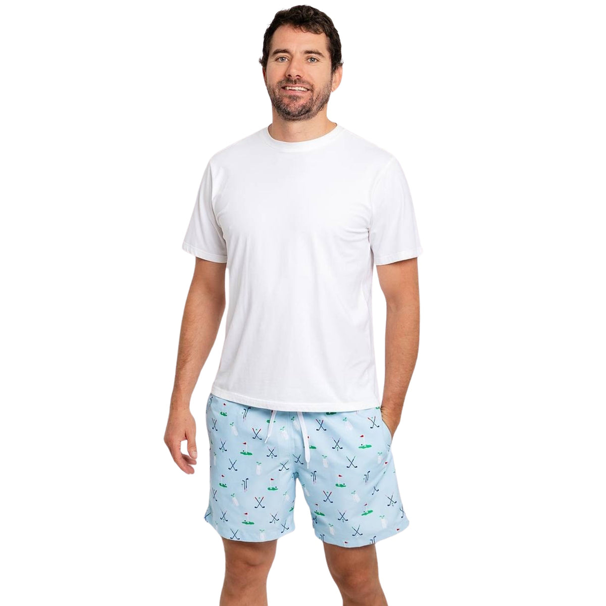 Men's Golf Blue Swim Shorts - 5.75" inseam