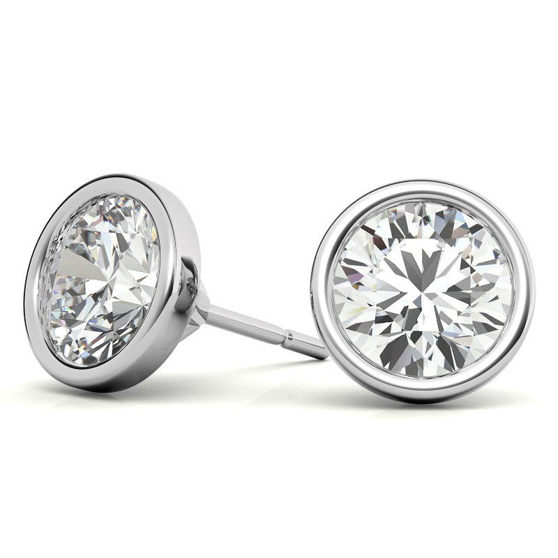 Aretes de diamantes cultivados en laboratorio corte redondo de VossAgin