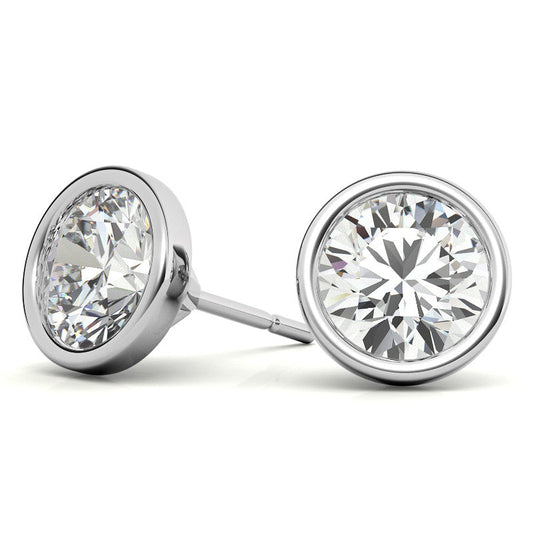 VossAgin Round Diamond Stud Earrings