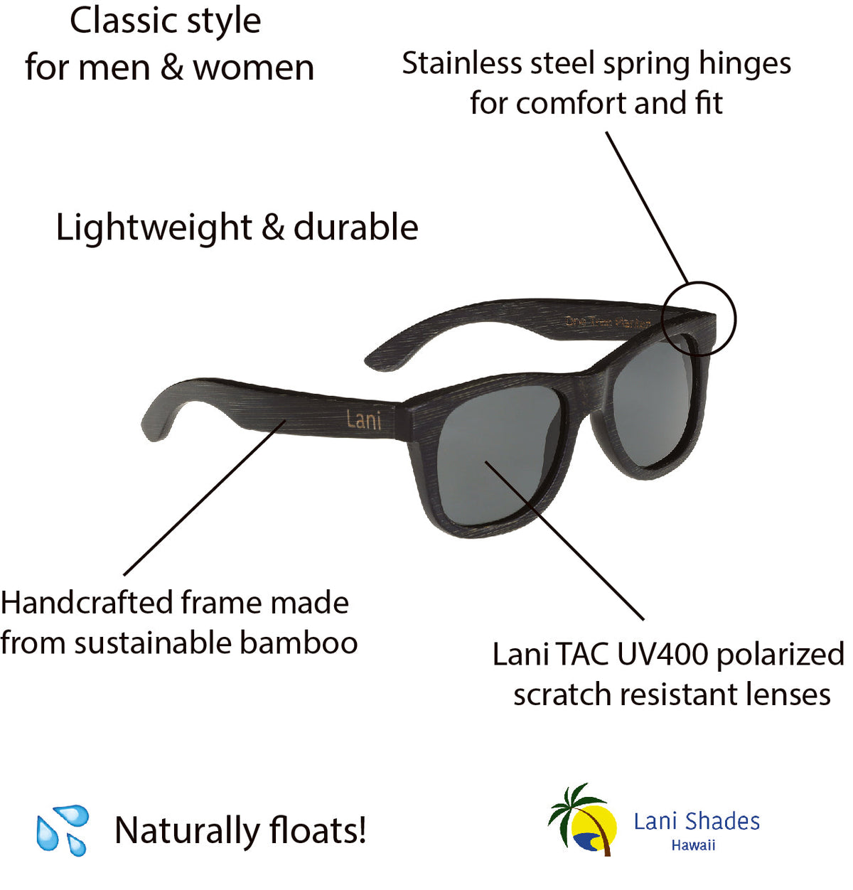 Lunettes de soleil Lani Shades Hawaii Ohe Iwa