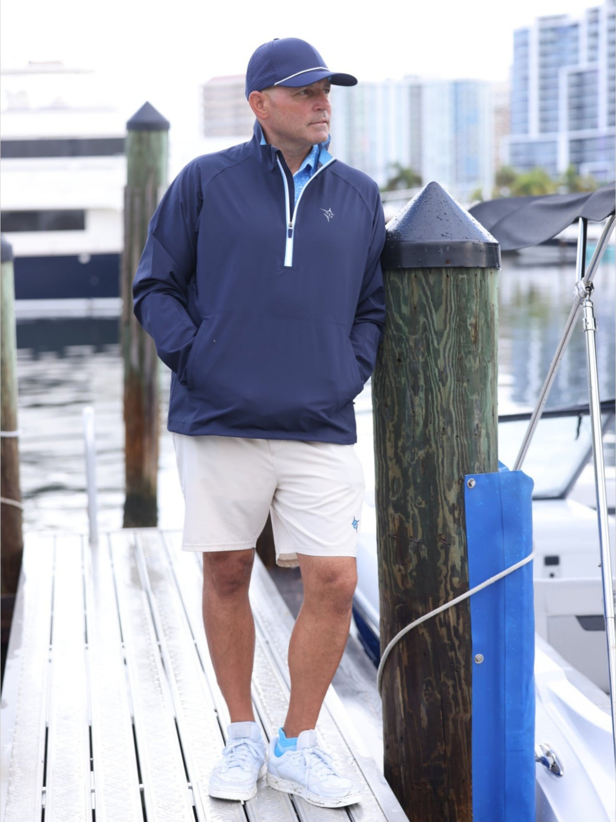Chaqueta impermeable con cierre de cuarto White Water Life Palm Beach